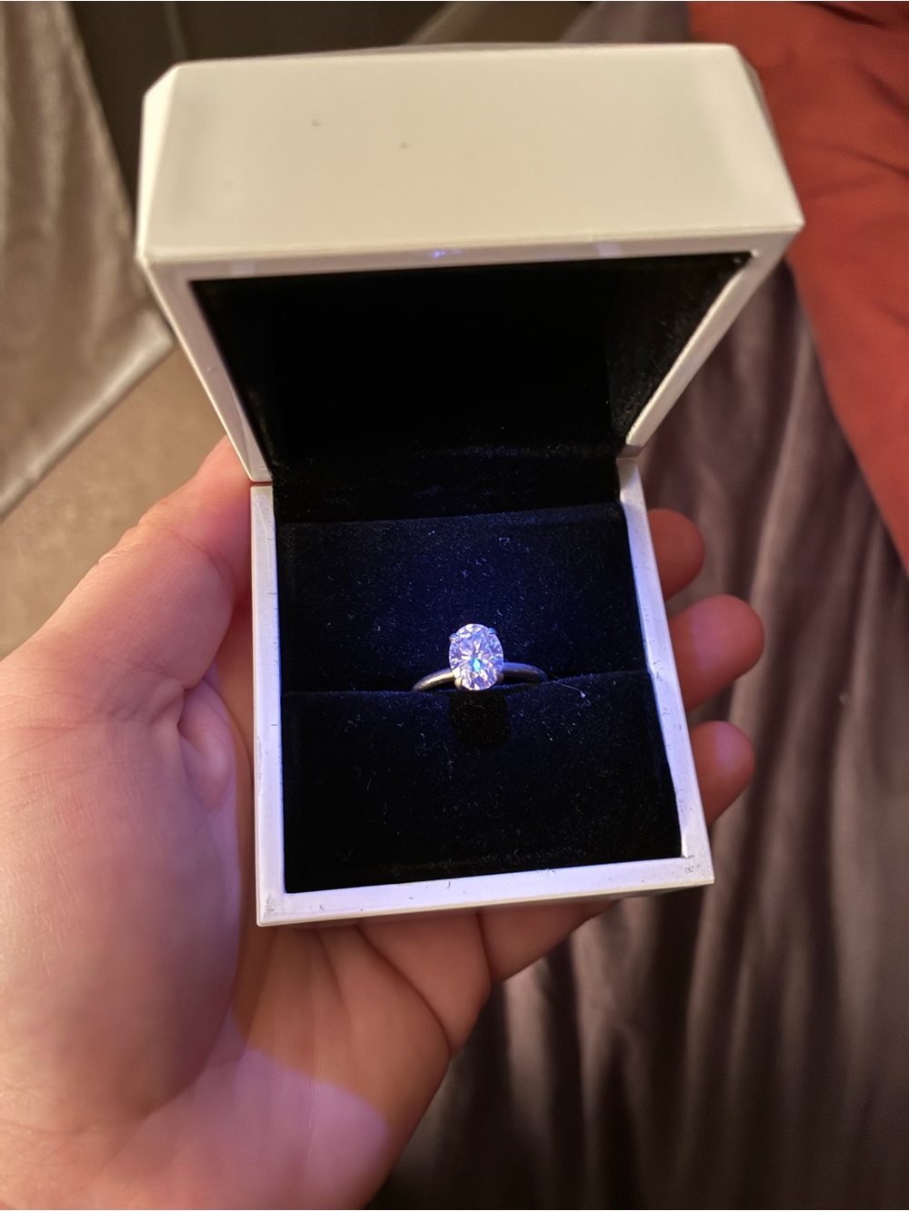 Solitaire Oval Moissanite Engagement Ring in Silver